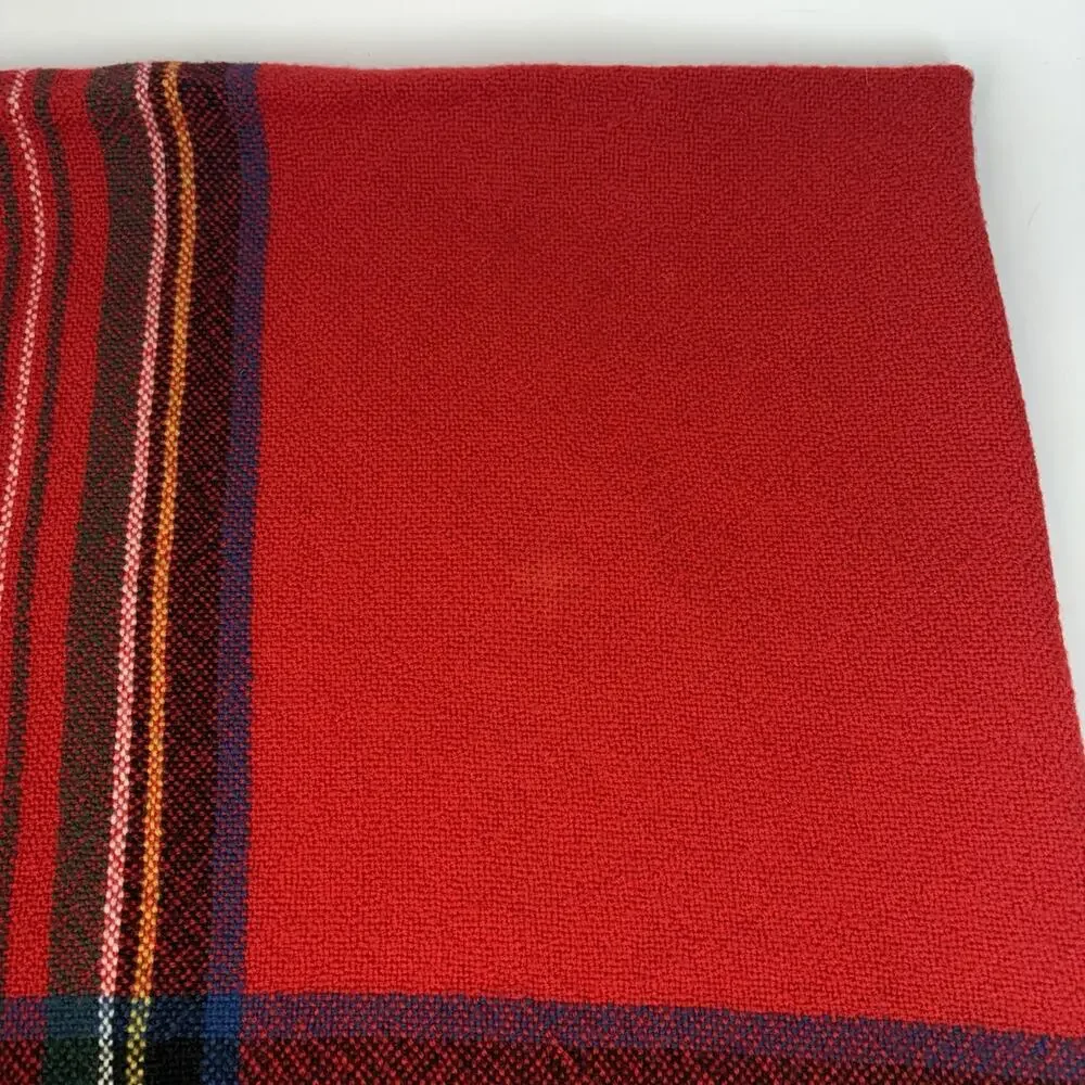Churchill Weavers Wool Red Plaid Throw Blanket 48x60” Kentucky Governor Label